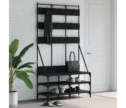 Drēbju Pakaramais Ar Apavu Plauktu, Melns, 100X40X184 Cm Vidaxl