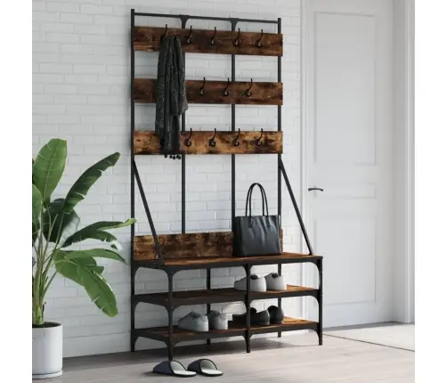 Drēbju Pakaramais Ar Apavu Plauktu, Ozola Krāsā, 100X40X184 Cm Vidaxl