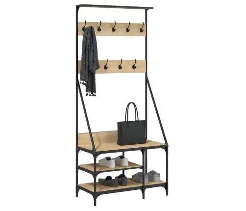 Drēbju Pakaramais Ar Apavu Plauktu, Ozola Krāsa, 80X40X184 Cm Vidaxl