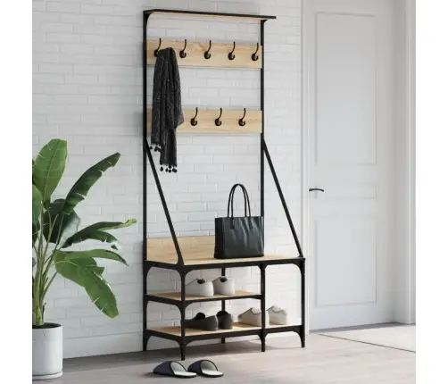 Drēbju Pakaramais Ar Apavu Plauktu, Ozola Krāsa, 80X40X184 Cm Vidaxl