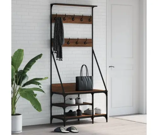 Drēbju Pakaramais Ar Apavu Plauktu, Ozola Krāsa, 80X40X184 Cm Vidaxl