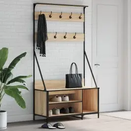 Drēbju Pakaramais Ar Apavu Plauktu, Ozola Krāsa, 100X41X184Cm Vidaxl
