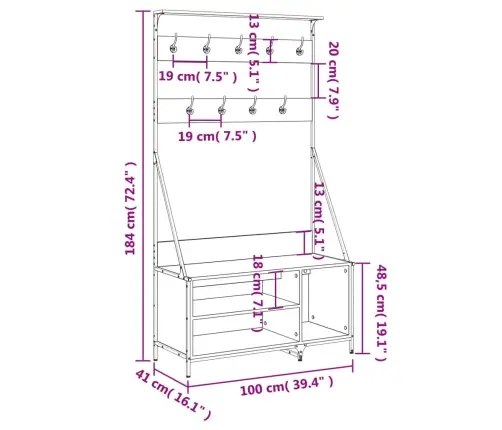 Riidenagi Koos Kingariiuliga, Pruun Tamm, 100 X 41 X 184 Cm