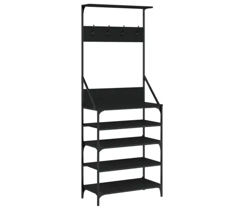 Drabužių Kabykla Su Batų Lentynomis, Juoda, 70X34X184Cm