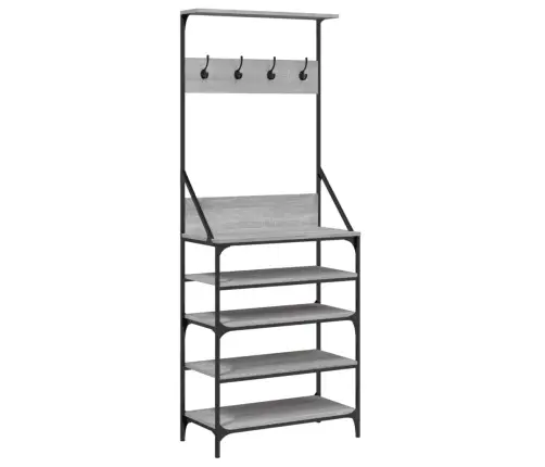 Drabužių Kabykla Su Batų Lentynomis, Pilka Ąžuolo, 70X34X184Cm