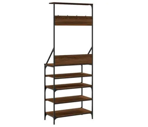 Drēbju Pakaramais Ar Apavu Plauktu, Ozola Krāsa, 70X34X184 Cm Vidaxl