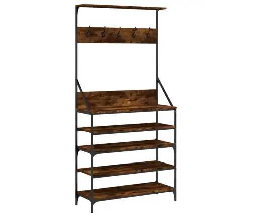 Drabužių Kabykla Su Batų Lentynomis, Dūminė Ąžuolo, 90X34X184Cm