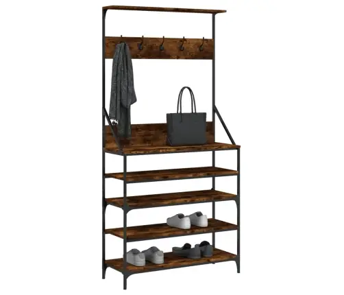 Drabužių Kabykla Su Batų Lentynomis, Dūminė Ąžuolo, 90X34X184Cm