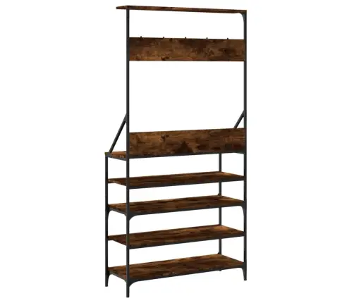 Drabužių Kabykla Su Batų Lentynomis, Dūminė Ąžuolo, 90X34X184Cm