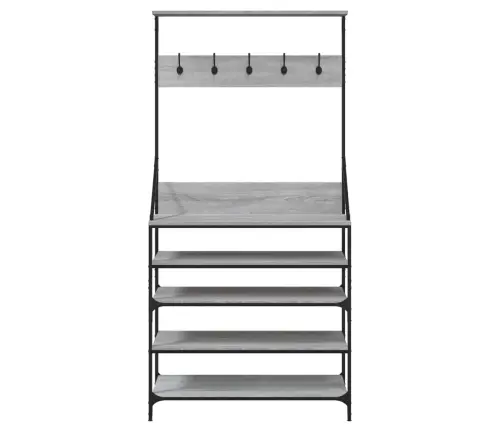 Drabužių Kabykla Su Batų Lentynomis, Pilka Ąžuolo, 90X34X184Cm