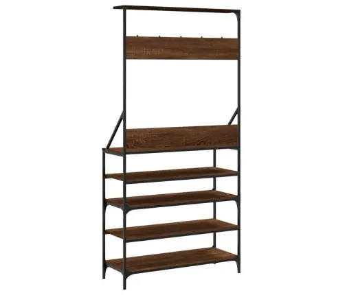 Drēbju Pakaramais Ar Apavu Plauktu, Ozola Krāsa, 90X34X184 Cm Vidaxl