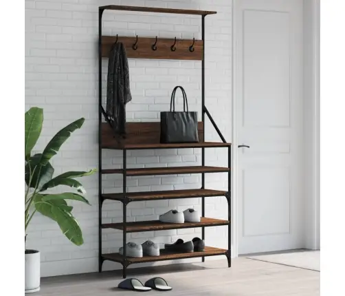 Drēbju Pakaramais Ar Apavu Plauktu, Ozola Krāsa, 90X34X184 Cm Vidaxl