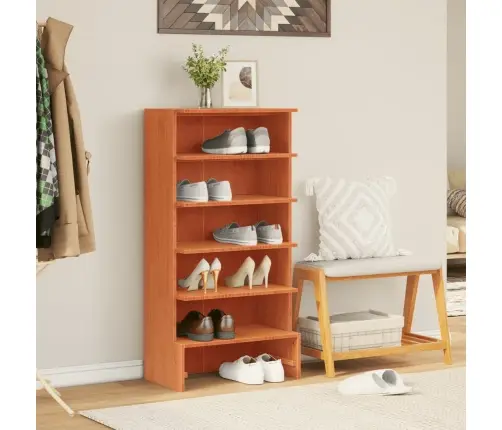 Apavu Skapītis, Vaska Brūnas, 52X30X104 Cm, Priedes Masīvkoks Vidaxl