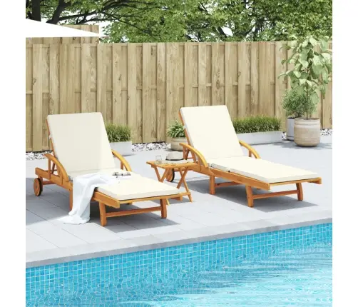 Päevitustoolid Koos Lauaga, 2 Tk, Akaatsiapuit