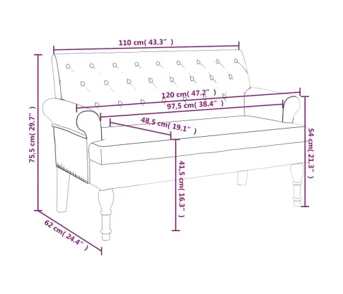 Sols Ar Atzveltni, Tumši Zaļš, 120X62X75,5 Cm, Audums Vidaxl