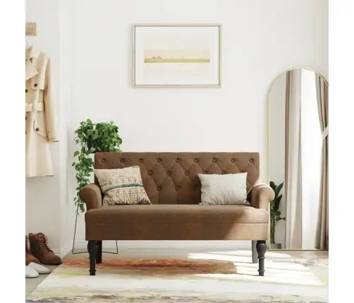 Sols Ar Atzveltni, Brūns, 120X62X75,5 Cm, Mākslīgā Zamšāda Vidaxl