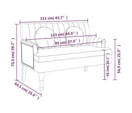 Sols Ar Spilveniem, 113X64,5X75,5 Cm, Lins Vidaxl