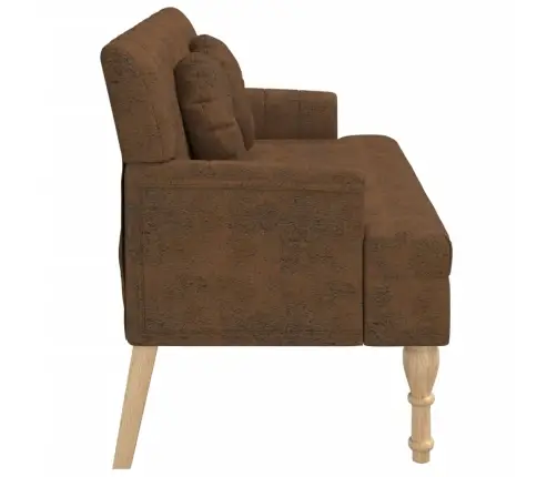 Sols Ar Spilveniem, Brūns, 113X64,5X75,5 Cm, Mākslīgā Zamšāda Vidaxl