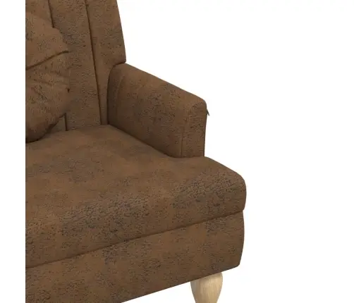 Sols Ar Spilveniem, Brūns, 113X64,5X75,5 Cm, Mākslīgā Zamšāda Vidaxl