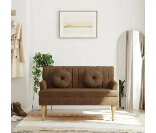 Sols Ar Spilveniem, Brūns, 113X64,5X75,5 Cm, Mākslīgā Zamšāda Vidaxl