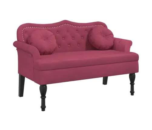 Suoliukas Su Pagalvėlėmis, Vyno, 120,5X65X75cm Aksomas