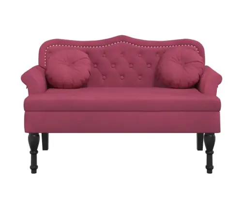 Suoliukas Su Pagalvėlėmis, Vyno, 120,5X65X75cm Aksomas