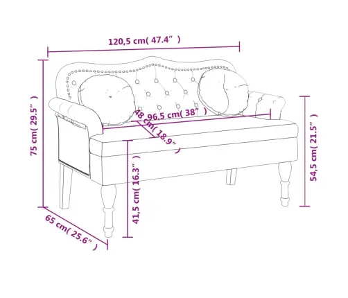Sols Ar Spilveniem, Dzeltens, 120,5X65X75 Cm, Samts Vidaxl