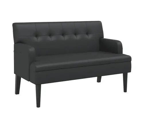 Sols Ar Atzveltni, Melns, 112X65,5X75 Cm, Mākslīgā Āda Vidaxl