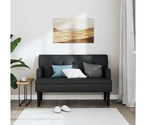 Sols Ar Atzveltni, Melns, 112X65,5X75 Cm, Mākslīgā Āda Vidaxl