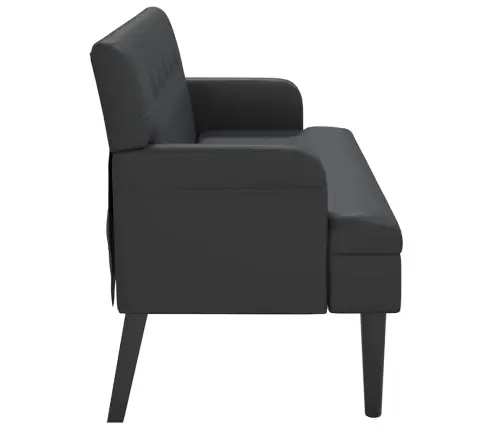 Sols Ar Atzveltni, Melns, 112X65,5X75 Cm, Mākslīgā Āda Vidaxl