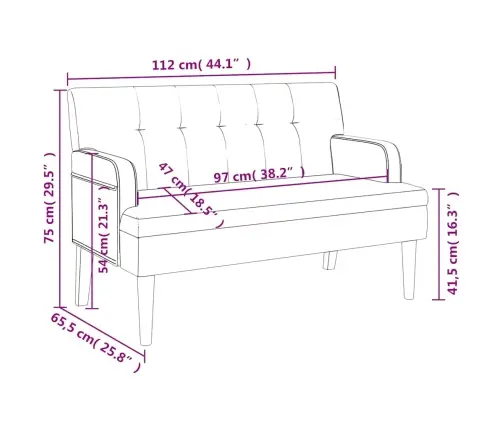 Sols Ar Atzveltni, Melns, 112X65,5X75 Cm, Mākslīgā Āda Vidaxl