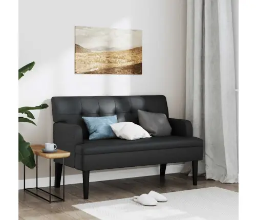 Sols Ar Atzveltni, Melns, 112X65,5X75 Cm, Mākslīgā Āda Vidaxl