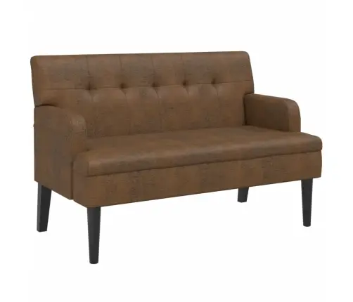 Sols Ar Atzveltni, Brūns, 112X65,5X75 Cm, Mākslīgā Zamšāda Vidaxl