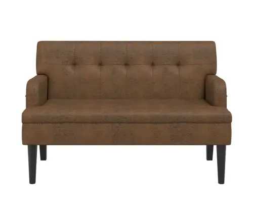 Sols Ar Atzveltni, Brūns, 112X65,5X75 Cm, Mākslīgā Zamšāda Vidaxl