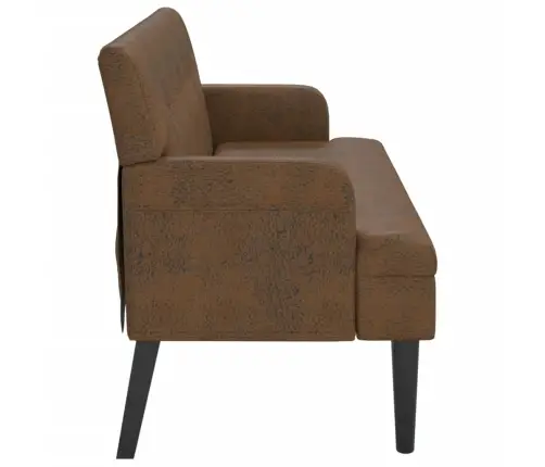 Sols Ar Atzveltni, Brūns, 112X65,5X75 Cm, Mākslīgā Zamšāda Vidaxl