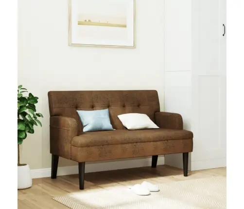 Sols Ar Atzveltni, Brūns, 112X65,5X75 Cm, Mākslīgā Zamšāda Vidaxl