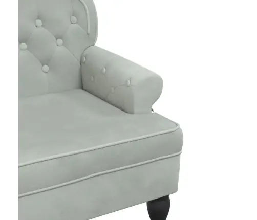 Suoliukas Su Atlošu, Šviesiai Pilkas, 119,5X64,5X75 cm Aksomas