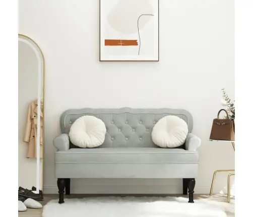 Suoliukas Su Atlošu, Šviesiai Pilkas, 119,5X64,5X75 cm Aksomas