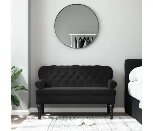 Suoliukas Su Atlošu, Juodas, 119,5X64,5X75 cm Aksomas