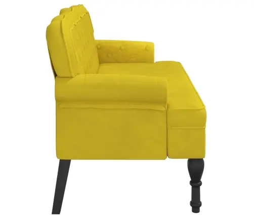 Sols Ar Atzveltni, Dzeltens, 119,5X64,5X75 Cm, Samts Vidaxl