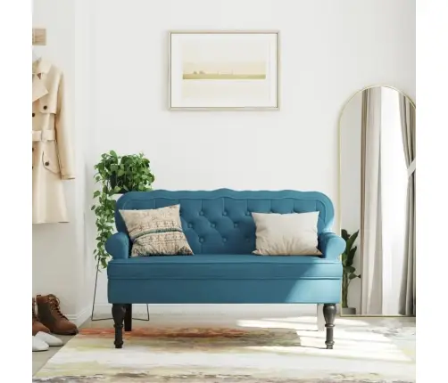 Sols Ar Atzveltni, Zils, 119,5X64,5X75 Cm, Samts Vidaxl