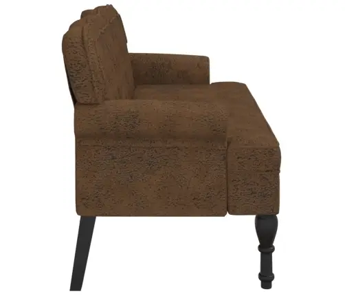 Sols Ar Atzveltni, Brūns, 119,5X64,5X75 Cm, Mākslīgā Zamšāda Vidaxl