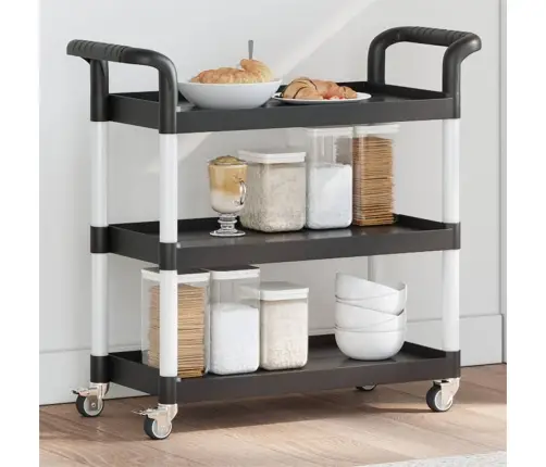 3-Līmeņu Ratiņi, Melni, 77X34X72 Cm, Alumīnijs Vidaxl