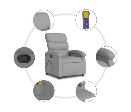 Masāžas Krēsls, Atgāžams, Gaiši Pelēks Audums Vidaxl