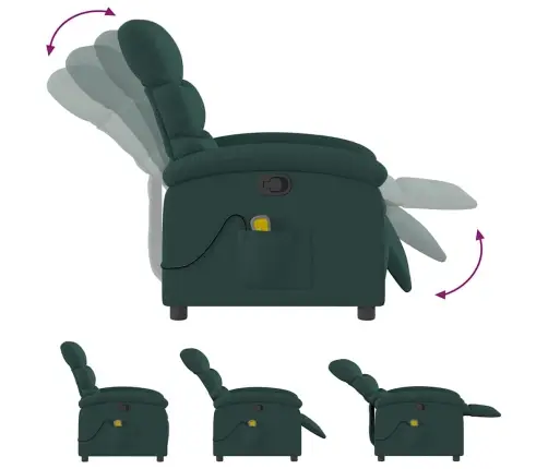 Masāžas Krēsls, Atgāžams, Tumši Zaļš Audums Vidaxl