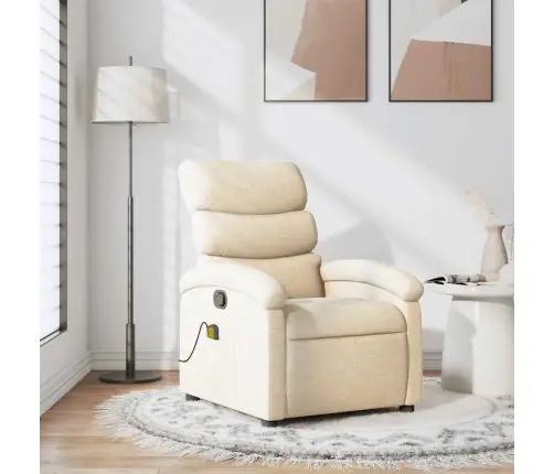 Atlošiamas Masažinis Krėslas, Kreminės Spalvos, Audinys