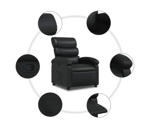Atpūtas Krēsls, Atgāžams, Melna Mākslīgā Āda Vidaxl