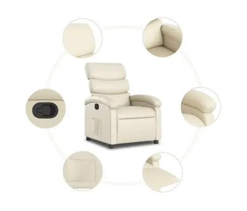 Atpūtas Krēsls, Atgāžams, Krēmkrāsas Mākslīgā Āda Vidaxl