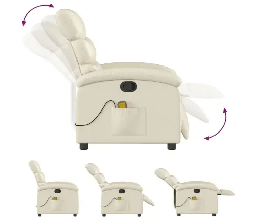Masāžas Krēsls, Atgāžams, Krēmkrāsas Mākslīgā Āda Vidaxl