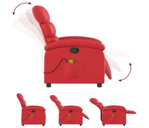 Atlošiamas Masažinis Krėslas, Raudonos Spalvos, Dirbtinė Oda